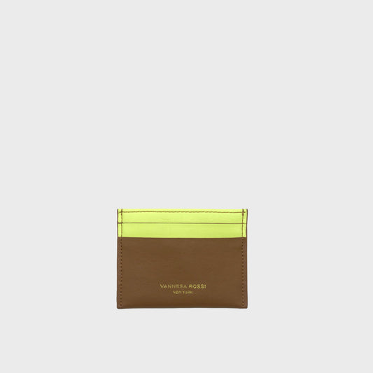 Slim Cardholder-Camel/Neon Green