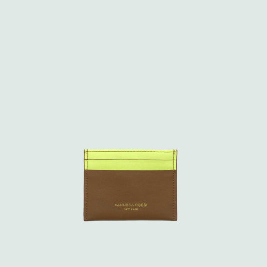 slim cardholder-mocha/neon green